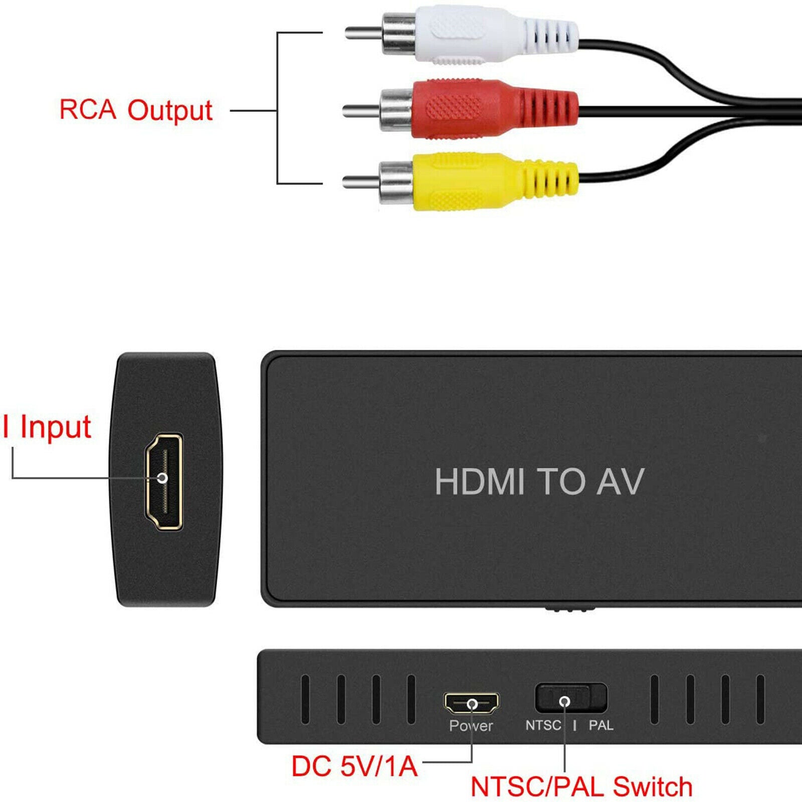 HDMI to AV Converter Audio   NTSC for Old TV HDTV Box Video Recorders