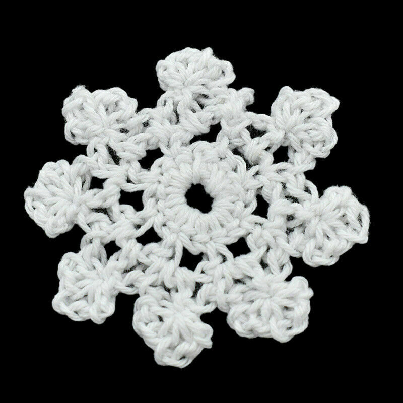 12Pcs DIY Crochet Snowflakes White Christmas Ornaments Xmas Party Hanging Decor