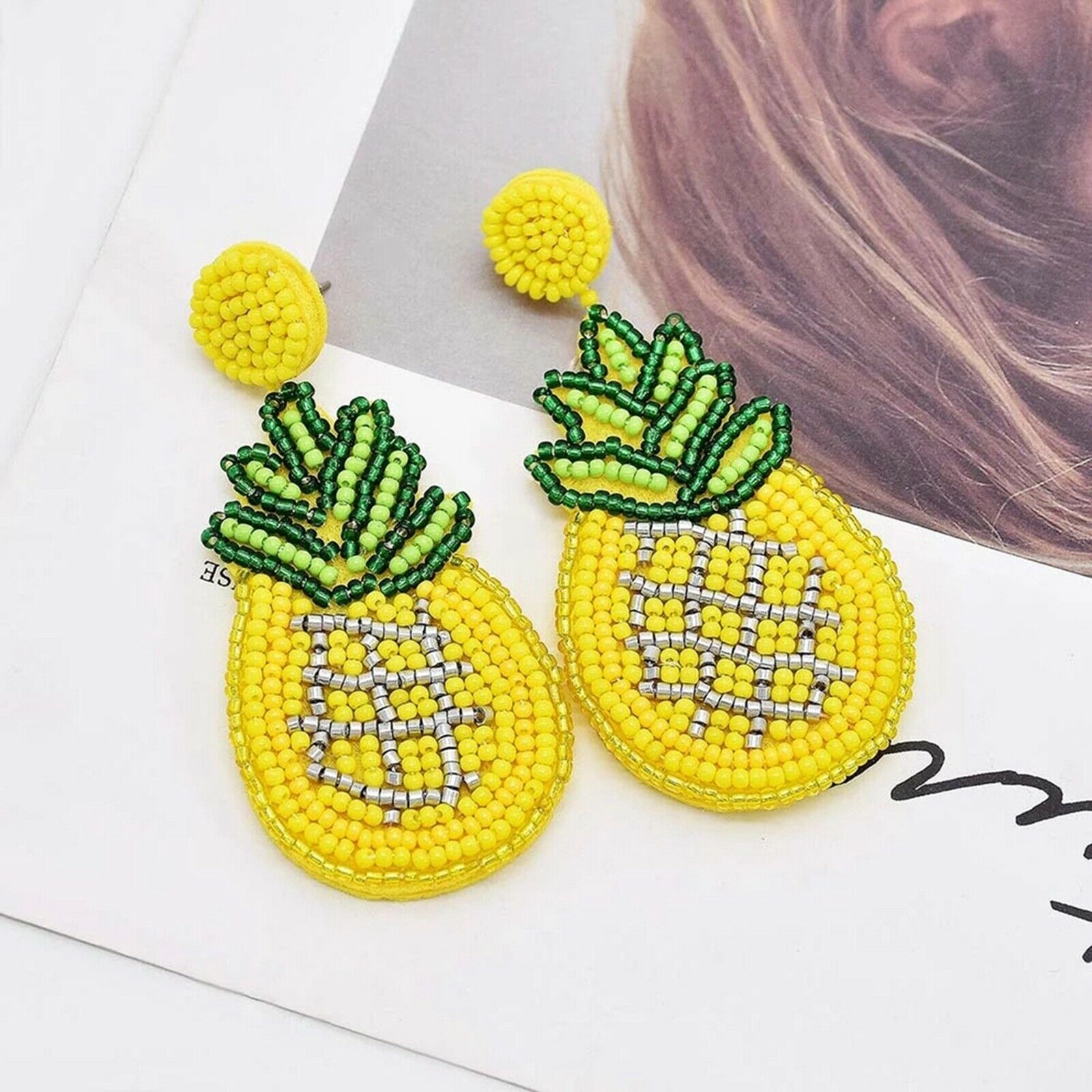 Fashion Pineapple Beaded Earrings Bead Dangle for Women Girls Jewelry Gifts