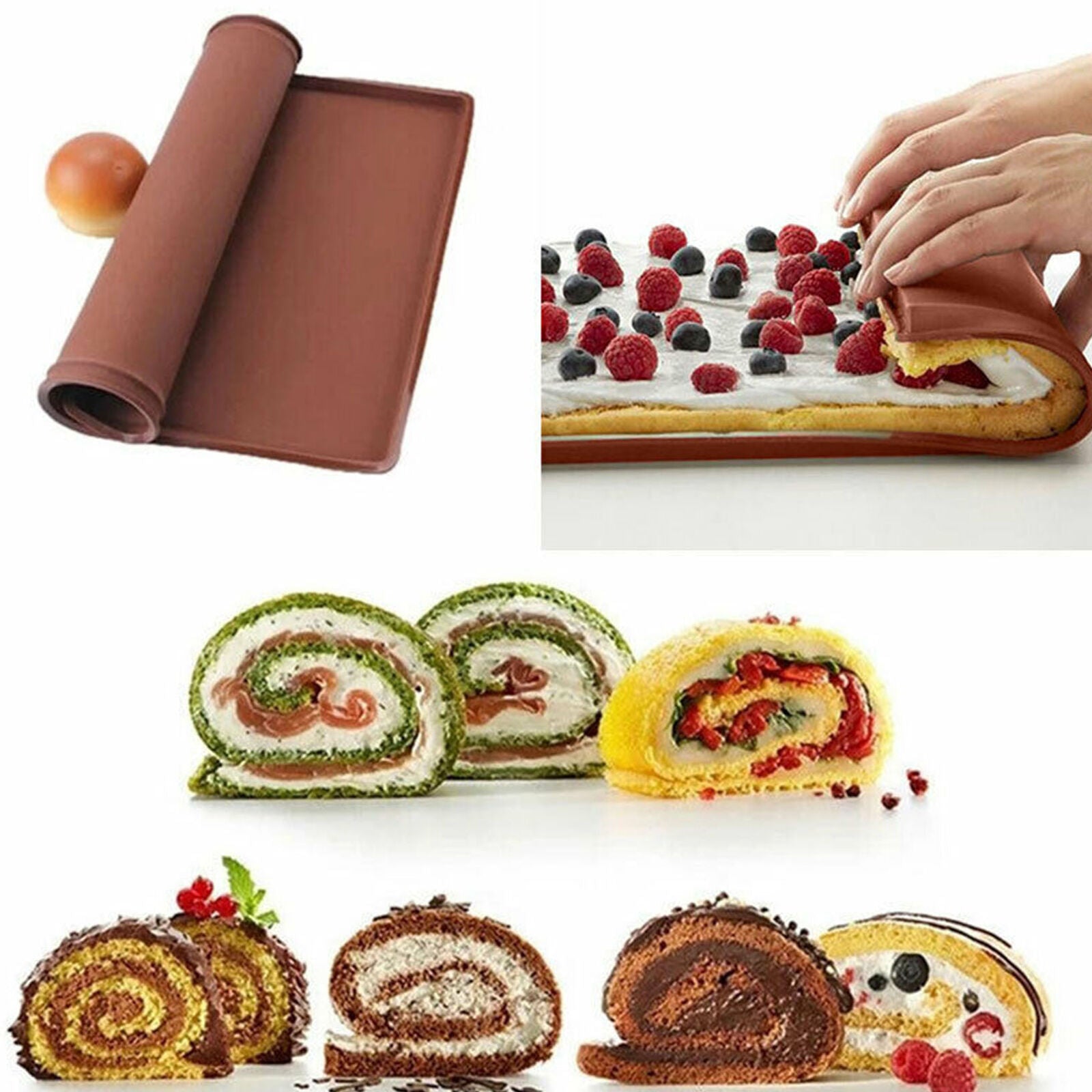 Silicone Baking Mat Non-stick Cake Swiss Roll Pastry Tool Muffin Tray Pad