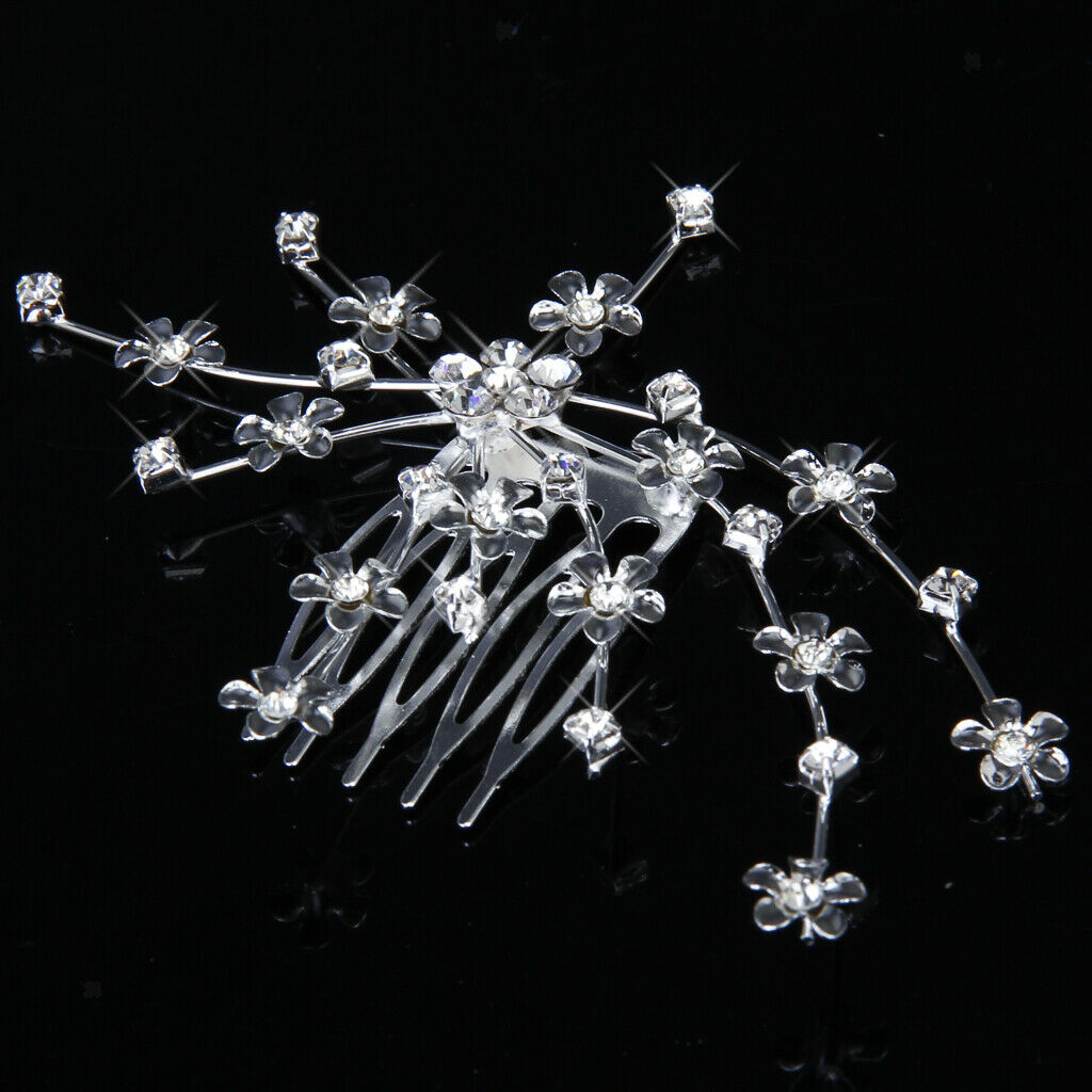 Bridesmaid Bride Crystal Diamante Flower Comb Style Tiara