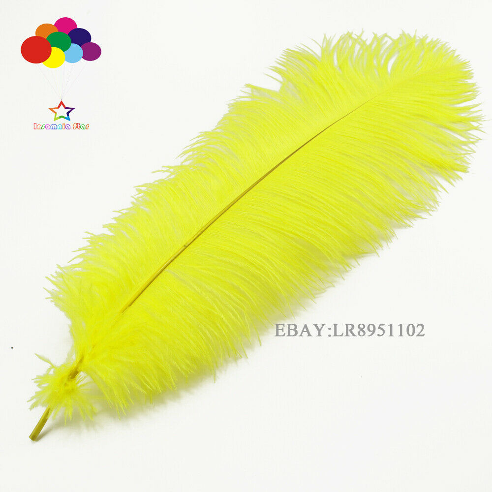 50 pcs Ostrich Yellow Feather 8-10 inches for hat corset dresses costume fans