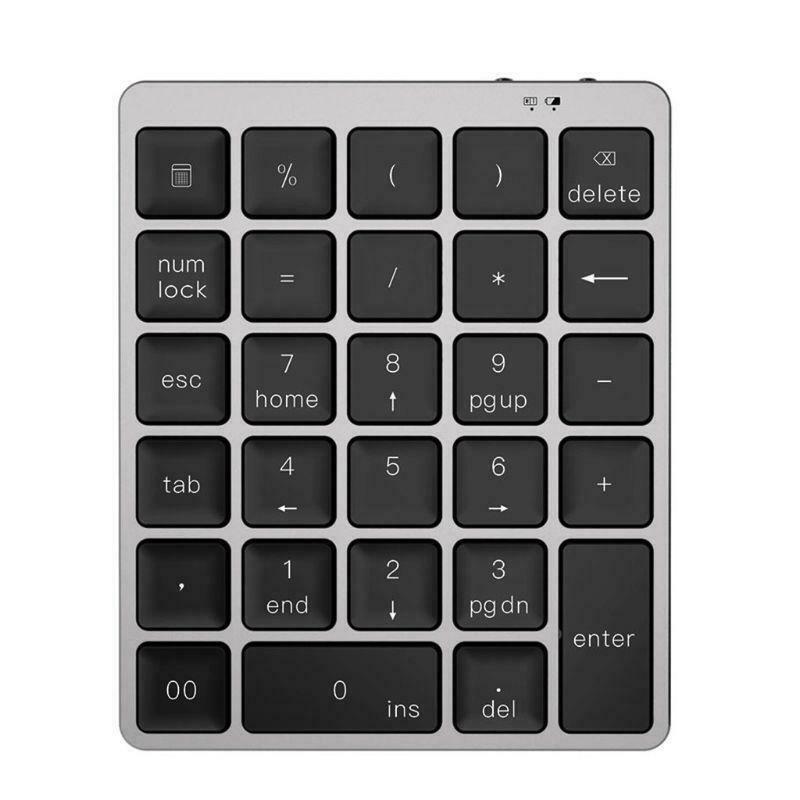 Aluminum Alloy 28 Keys Wireless Bluetooth-compatible Numeric Keypad Ultra-thin