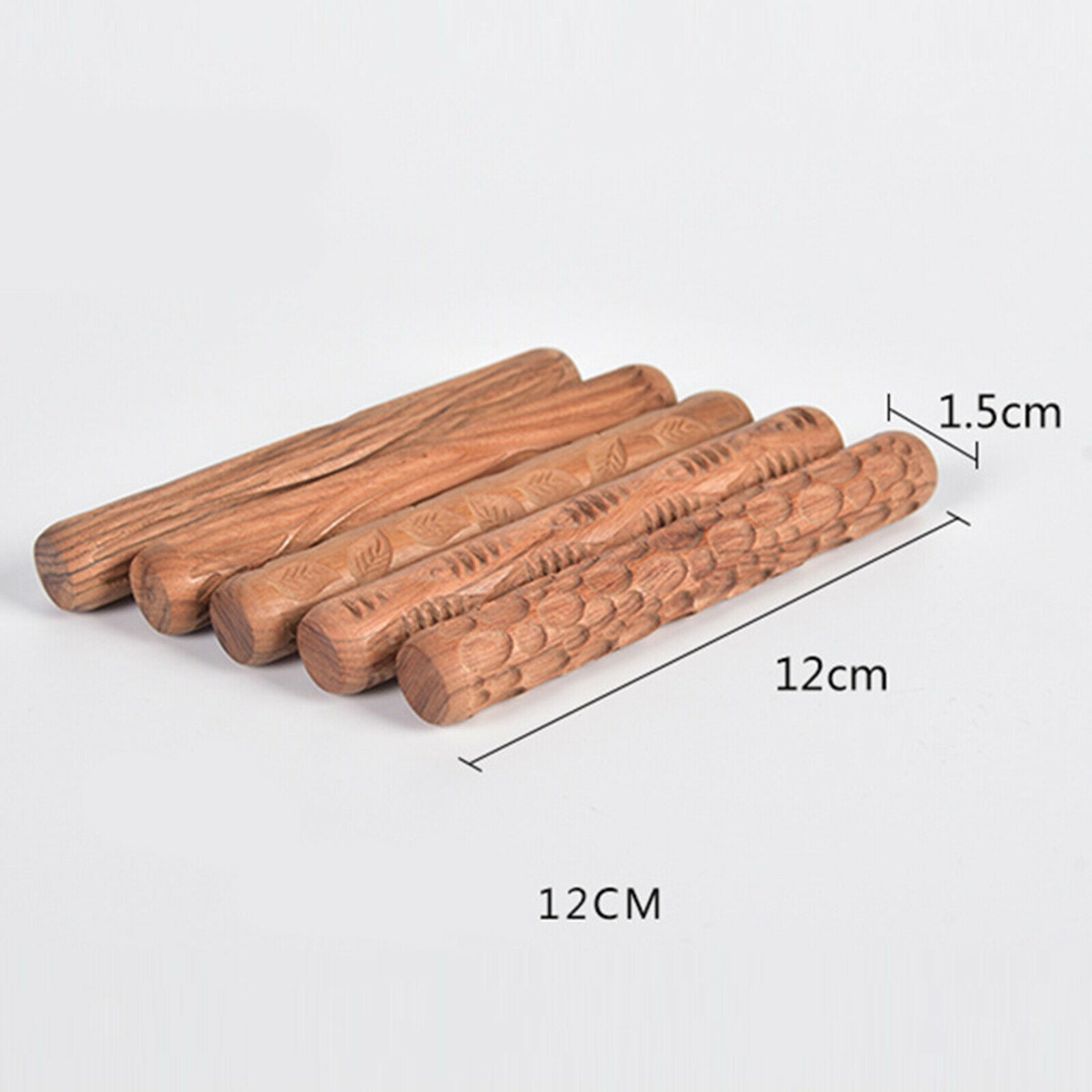 5 Pieces Pottery Pattern Roller Clay Modeling Handle Patterns Rolling Carved