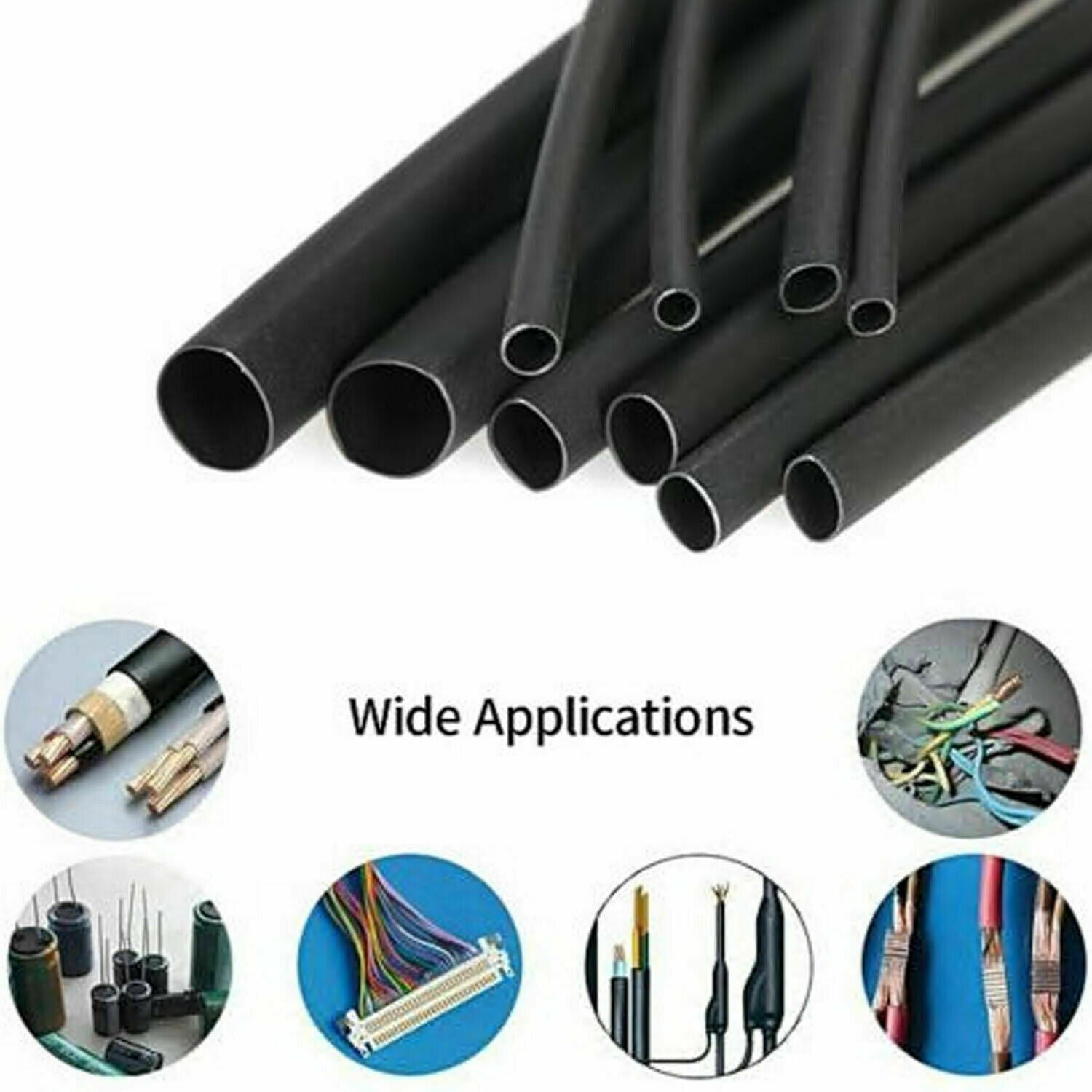 100Pcs Heat Shrink Tubing Marine Dual-Wall Adhesive Lined 3:1 Black&Red&Clear