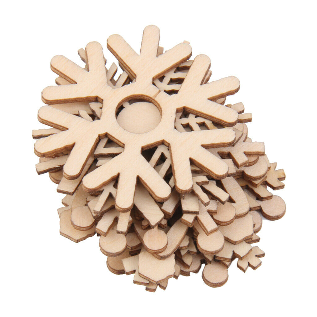 10pcs Assorted Snowflake Shapes Wooden