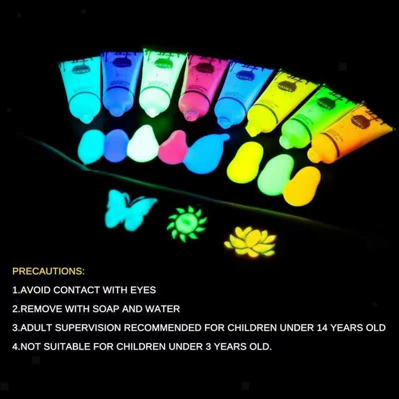 Glow in the Dark Face Paint & Body Paint for Costume Make Up Fancy Dress10ml