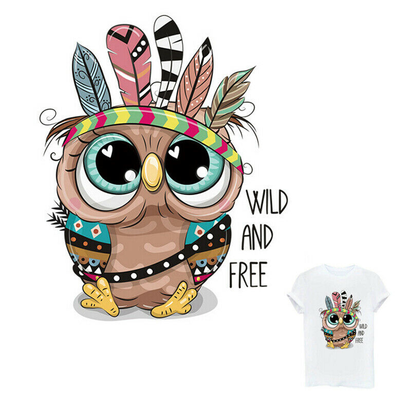 Cute Owl DIY Heat Transfer Stickers Iron-on Patch T-shirt Dresses Washabl.l8