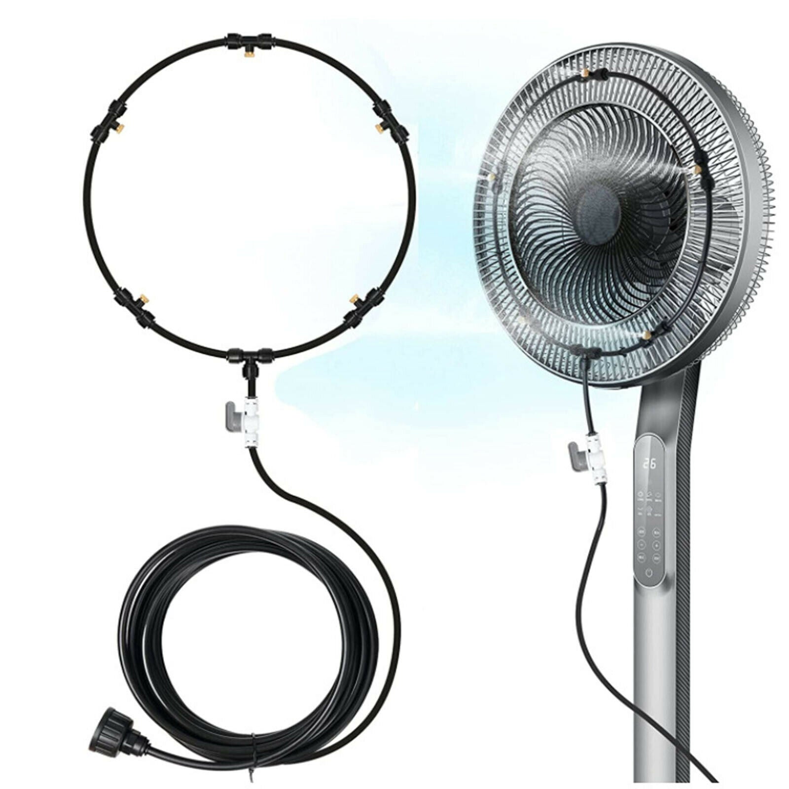 Outdoor Misting System Fan Cooling Portable Patio Garden Sprinkler Mist Kit