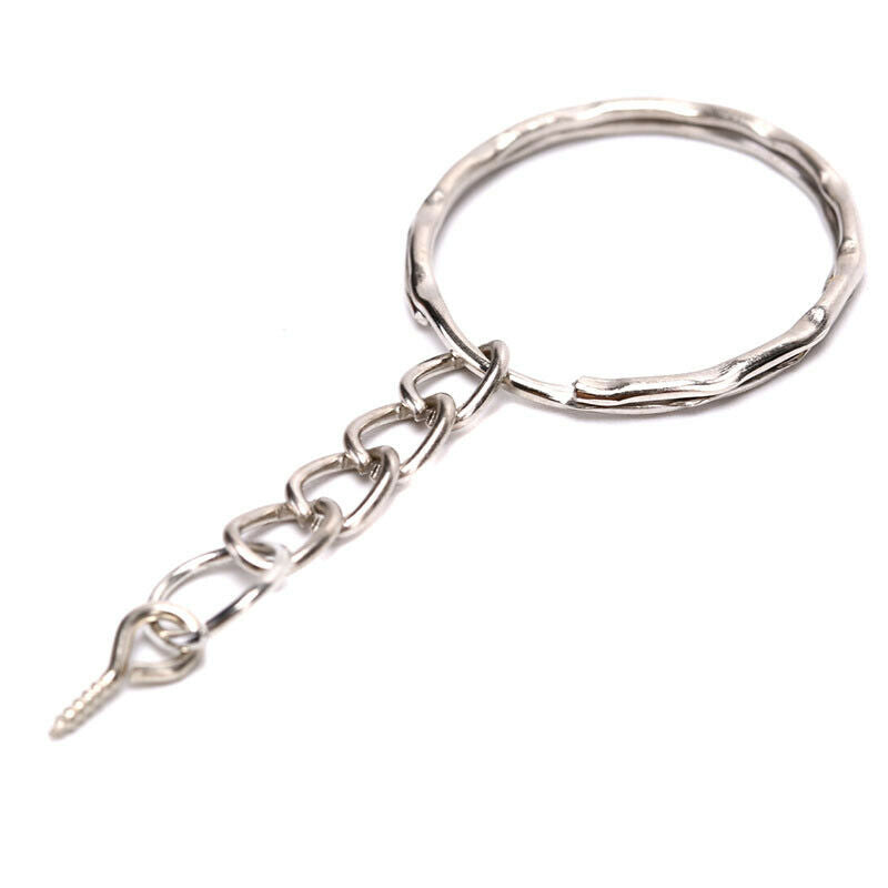 40Pcs Polished Key ring Screw Eye Short Chain Split Ring Connector DIY Je.l8