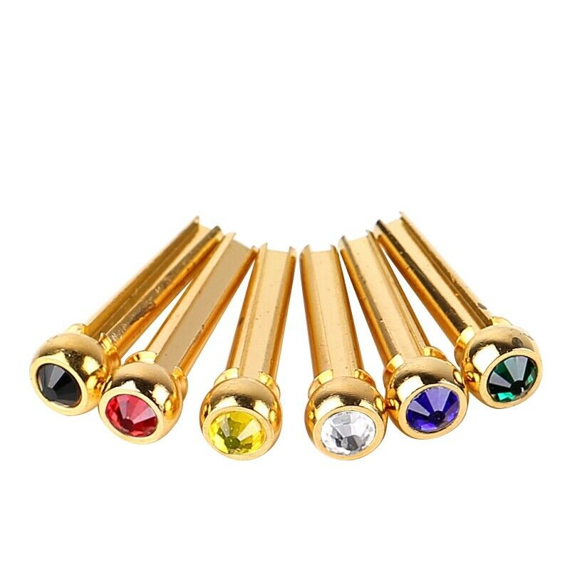 Abalone Ebony Guitar Bridge Bone Pins Set For Acoustic Guitar String Pegs x6
