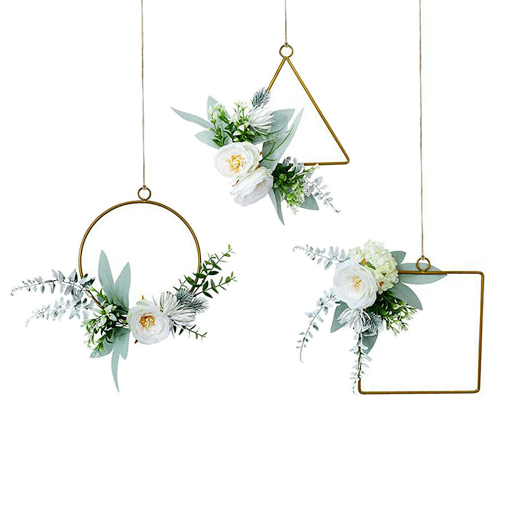 3Packs Handcrafted Geometric Floral Hoops Wreath Garland DIY Wall Decor