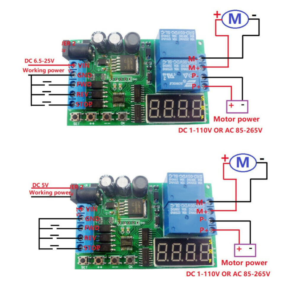 5V - 24V Motor Forward / Reverse Controller Timing Delay Time Cycles Relay