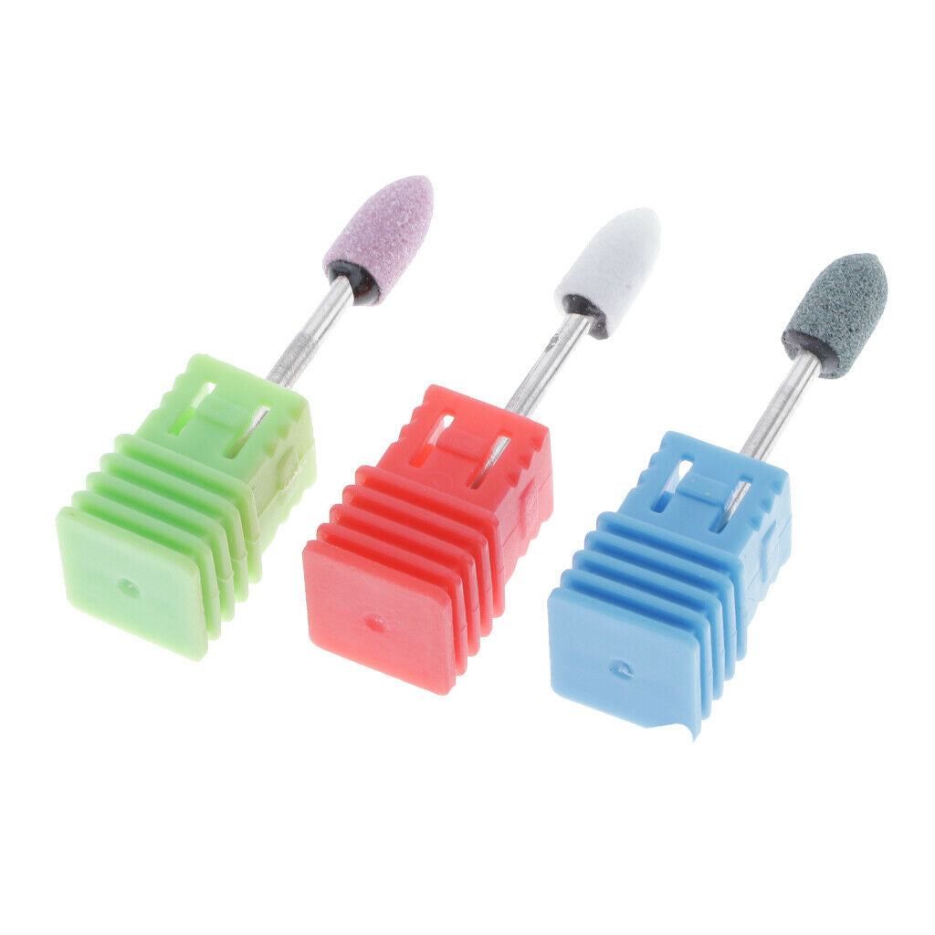3x Quartz Nail Drill Bits Gel Remover Pedicure Manicure Filing Polishing Bit