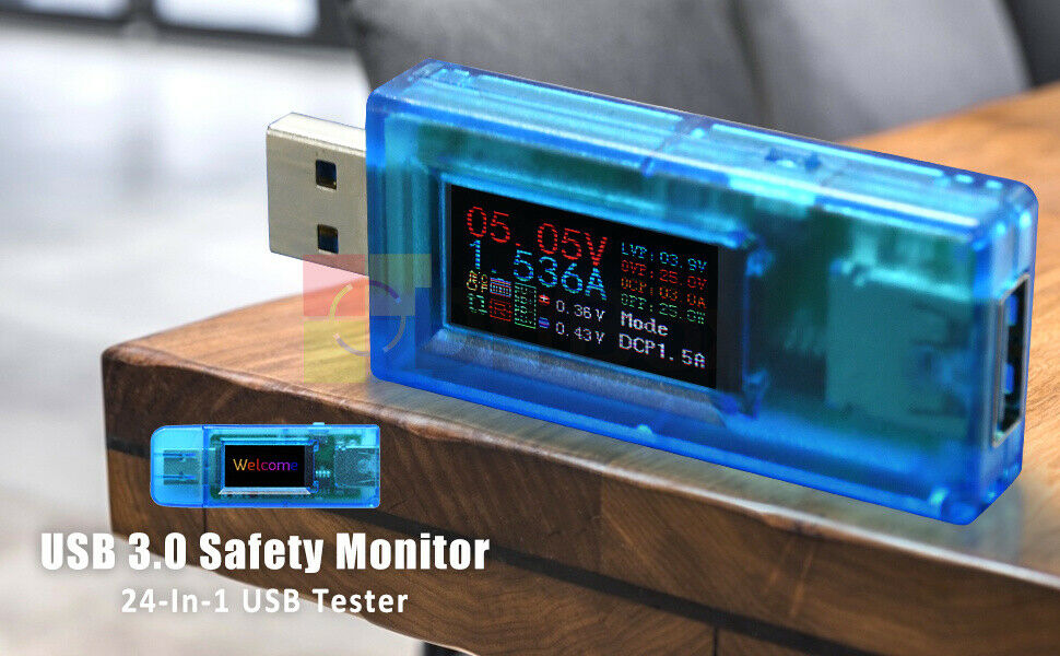 24 in 1 USB 3.0 Tester Voltage Current Power Meter Monitor Power-off Protection