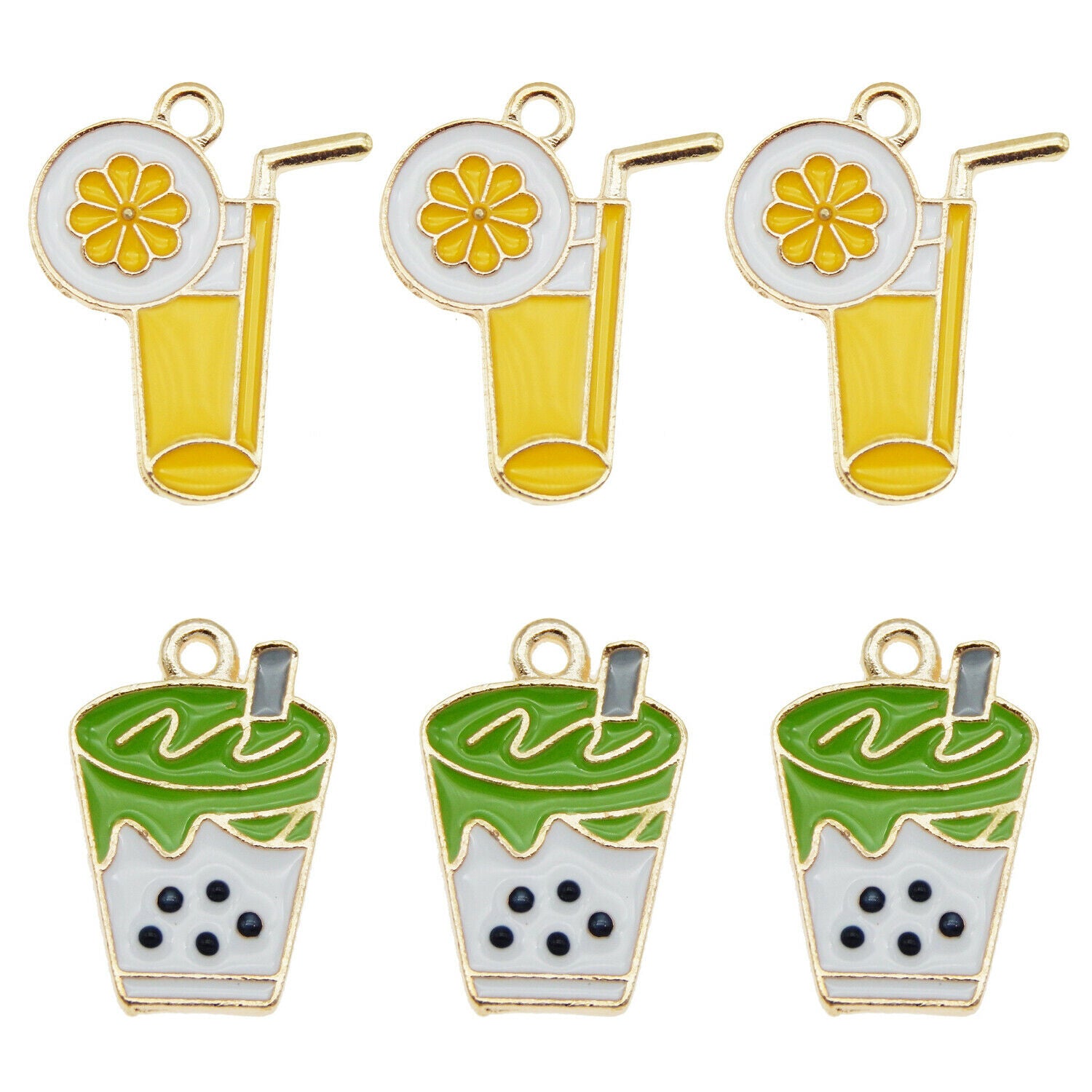 12 pcs Mix Lot Bubble Tea Juice Drink Enamel Charm Pendant Earring Making Crafts