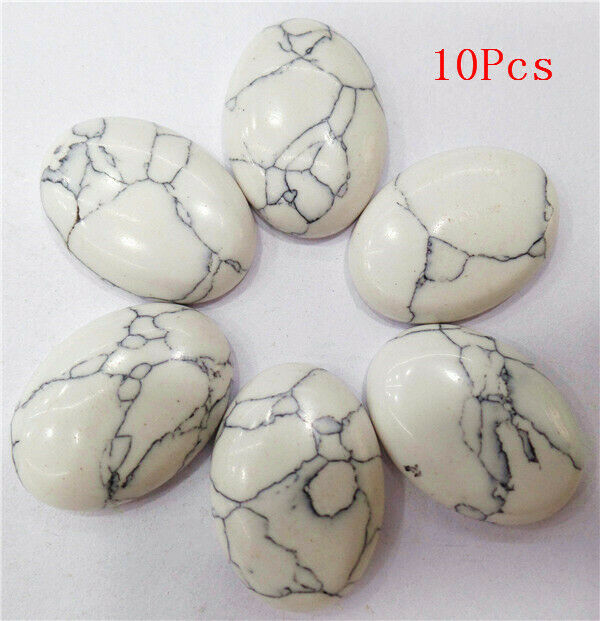 10Pcs 25x18x6mm Wholesale White Turquoise Oval Cab Cabochon Accessories HH7221