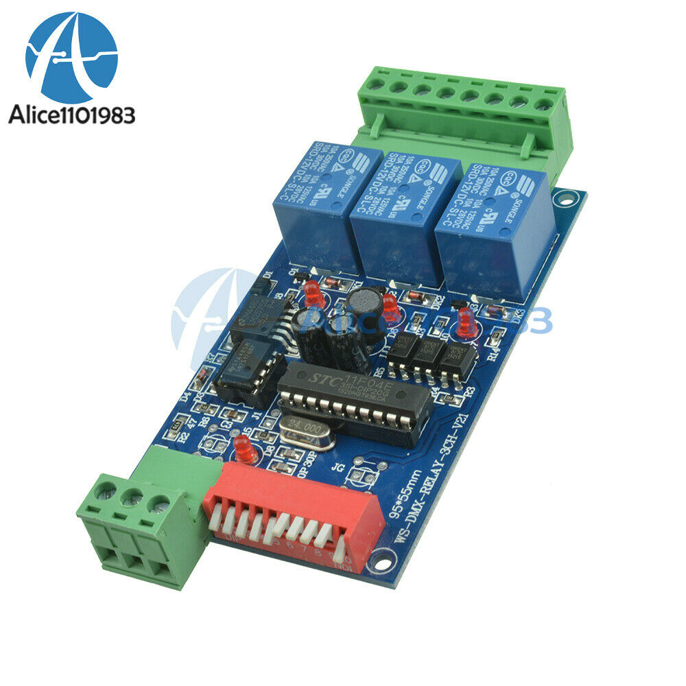 DMX512 5A 3-Channel Controlled Relay Switch DIY Kit Converter DMX Dimmer Relay