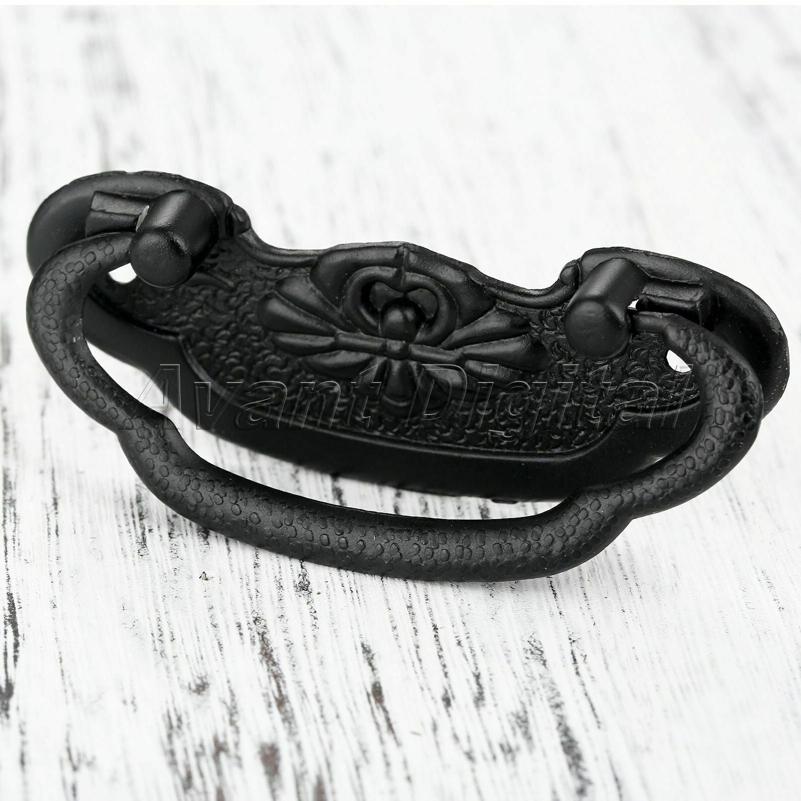 Hot Black Door Pull Ring Handle Cabinet Wardrobe Cupboard Drawer Knob & Screws