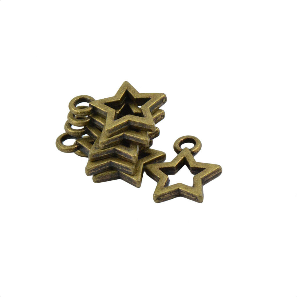 100pcs Bronze Tone Stars Charms Pendants DIY Jewelry Accessories Earrings