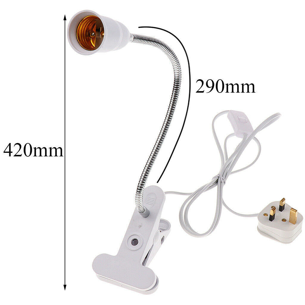2x Flexible Wire Neck with On/Off Switch E27 Light Lamp Bulb Holder UK Plug