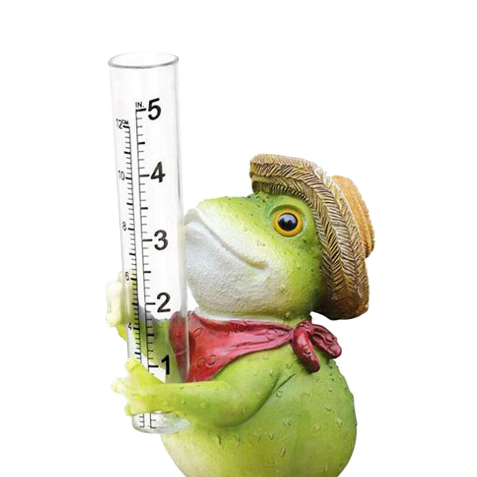 Frog Rain Gauge with Glass Tube Outside for Yard Patio Lawn Rain Catcher