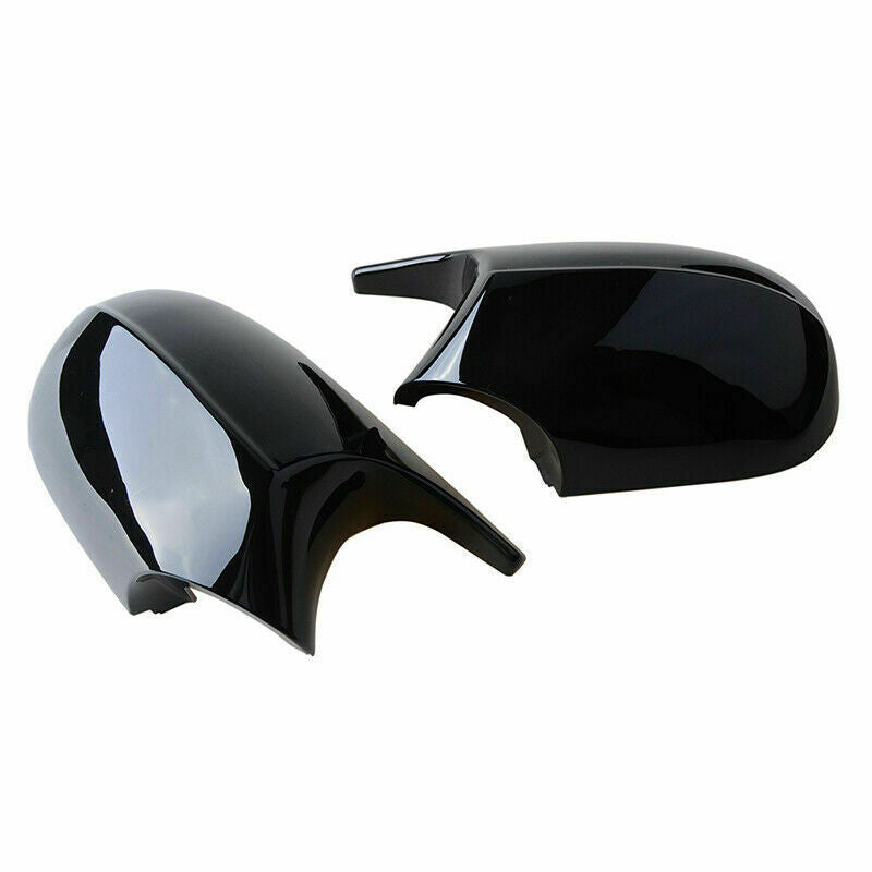 Pair Gloss Black Rearview Side Mirror Cover Fit For BMW E90 E91 LCI Replace