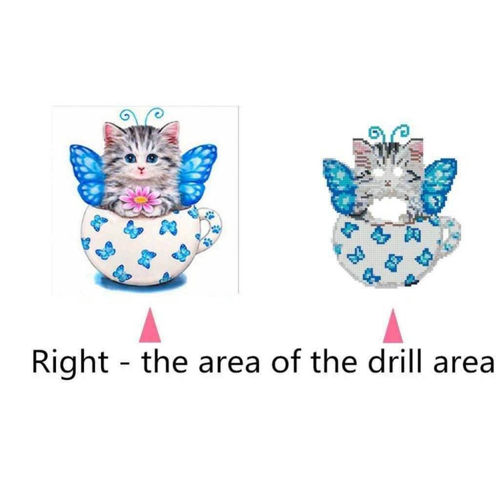 2 Set Cartoon Cat DIY 5D Diamond Embroidery Painting Cross Stitch Kit Decor