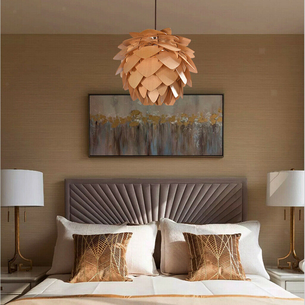 Wooden Pinecone Lampshade Hotel Bar Office Chandelier Light Shades Cover