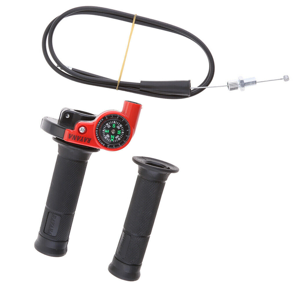 Throttle Grip Casing Cable with Compass for 22mm Handlebar Motorcycle Red