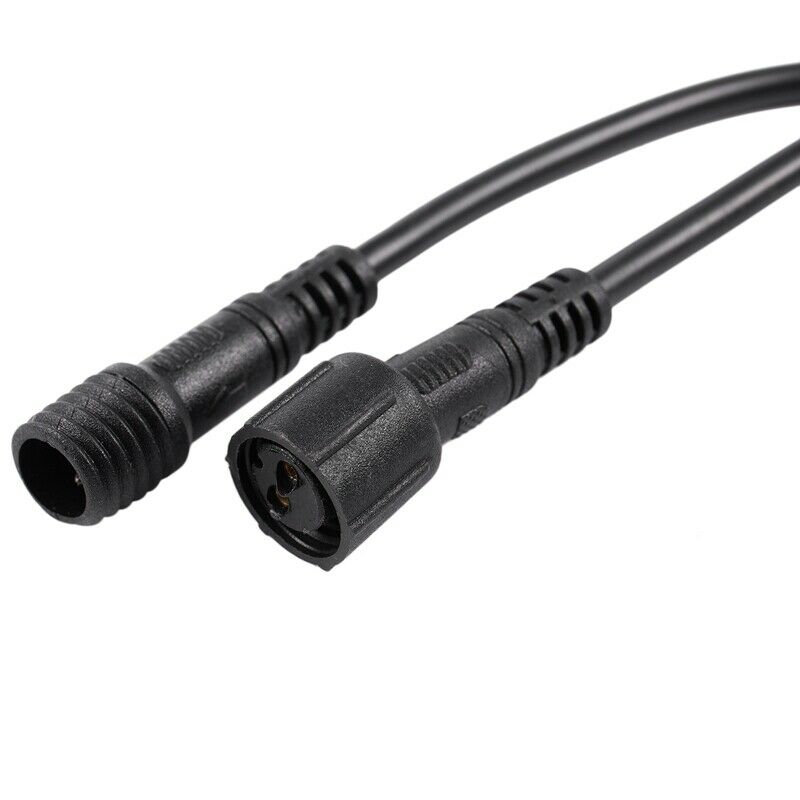 Male Female Plug 2 Pin LED Waterproof Connector Cable Black I7L3