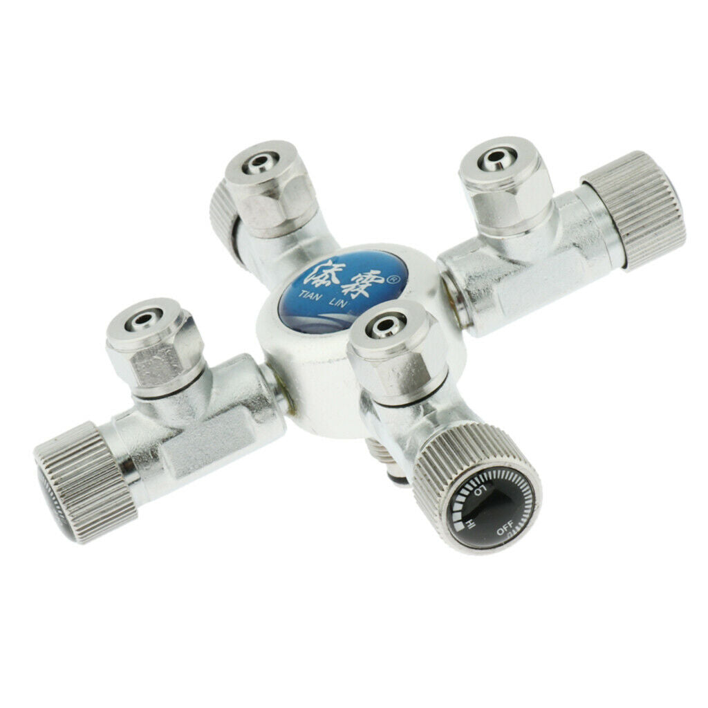 1 Pc Aluminium Alloy CO2 Solenoid Needle Valve Splitter for Aquarium 4 Way