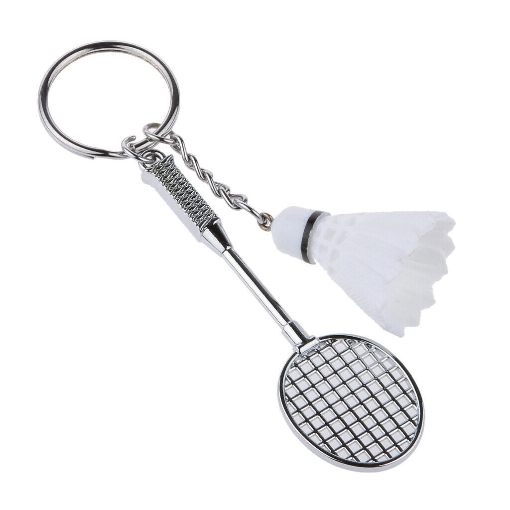 2Pcs Alloy Key Pendant Lovely Bedminton Key Chain Key Finder Fuchsia White