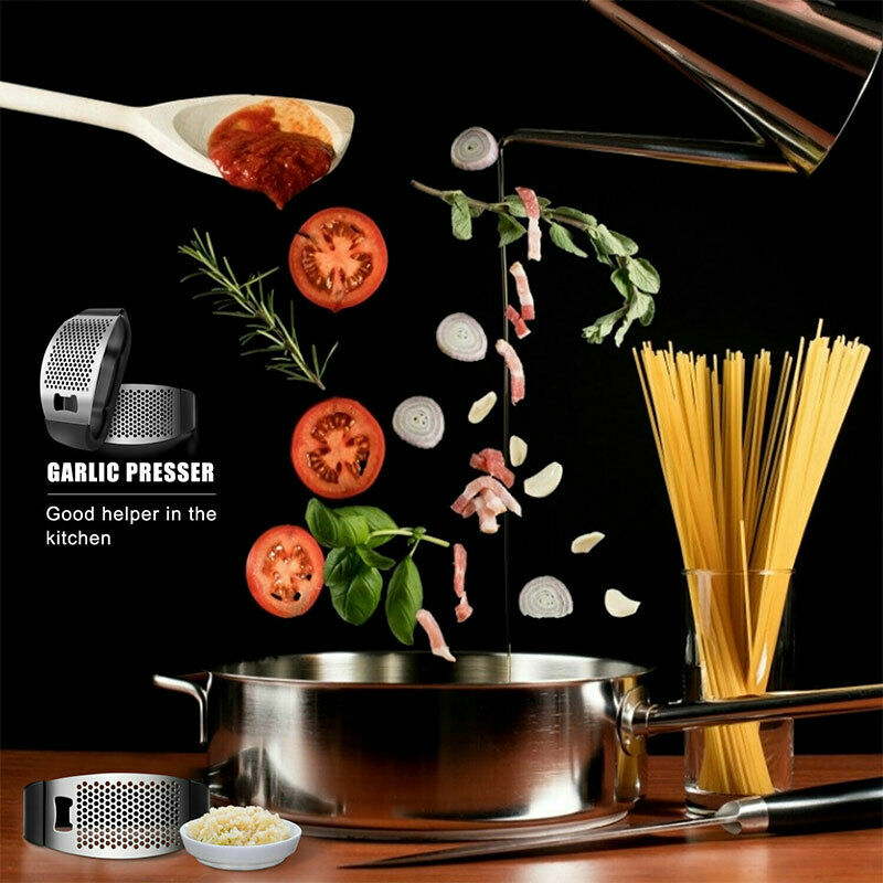 2 in 1 Stainless Steel Garlic Press Crusher Chopper Bottle Opener Kitchen.l8