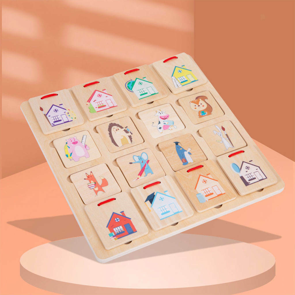 Matching Puzzles Wood Craft Toys Finding House Montessori for Toddlers