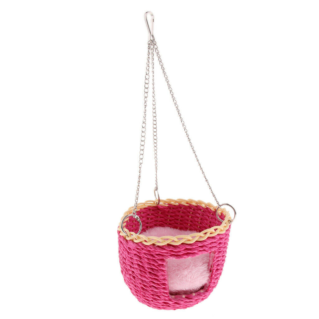 Pet Small Animal Hamster Cage Handwoven Bed Basket Swing with Removable Mat (