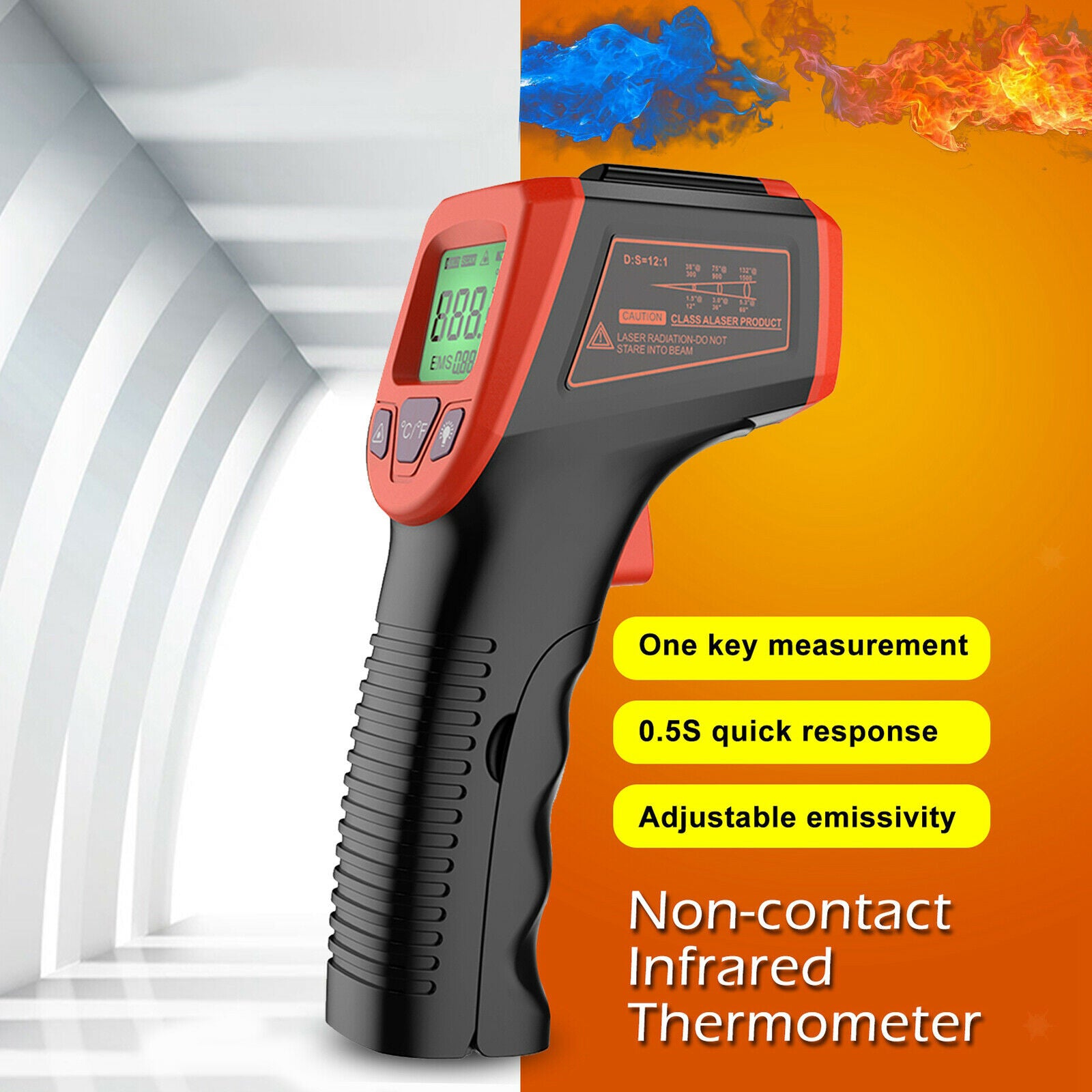 Digital thermometer infrared hand temperature gun contactless red