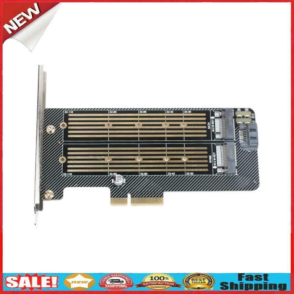 Dual M.2 PCIe Adapter PCI-E 3.0 X4 to M.2 M Key + B Key Expansion Card @