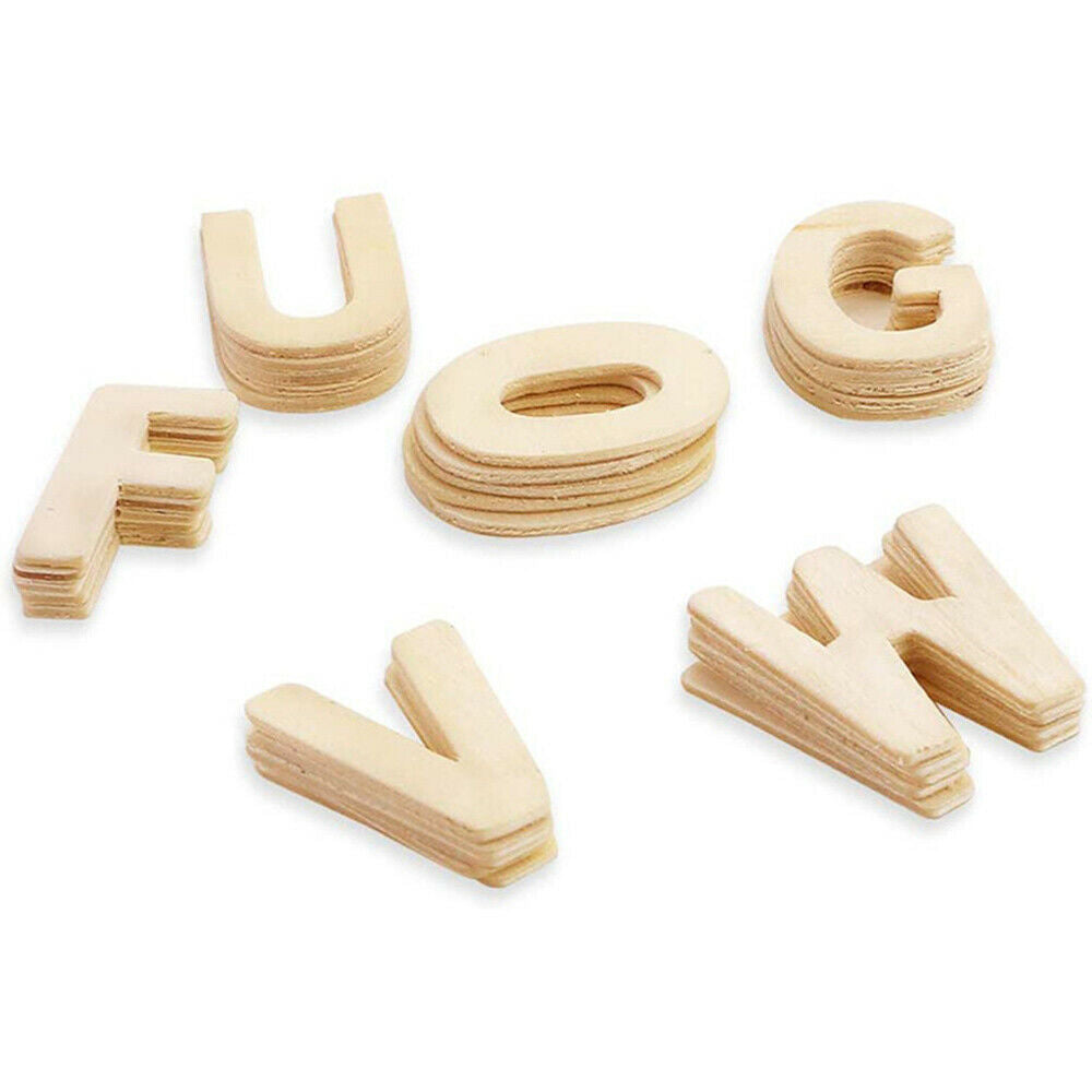 DIY Wooden Alphabet Tiles Natural Wood Letters Scrapbook Crafts 156x in Tray
