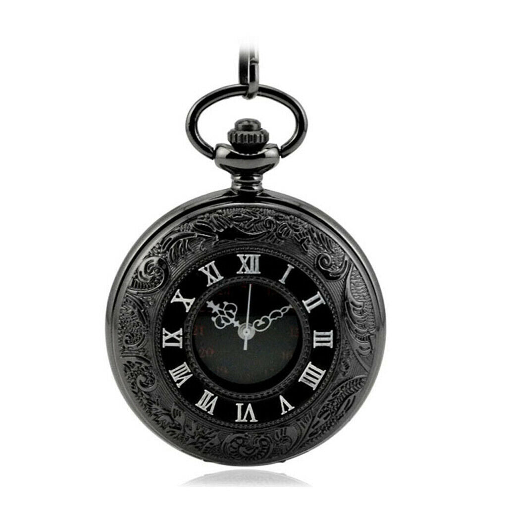 Roman Numbers Round Dial Quartz Analog Necklace Pocket Watch Gift