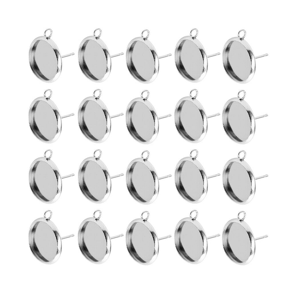 20X Stainless Steel Earrings Pin Stud Findings Back Post Blank DIY Craft 8mm