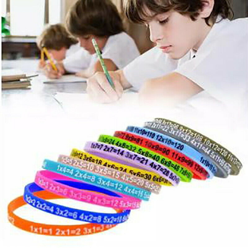 12Pcs/Set Multiplication Tables Silicone Bracelet Learn Math Education For KiSJ