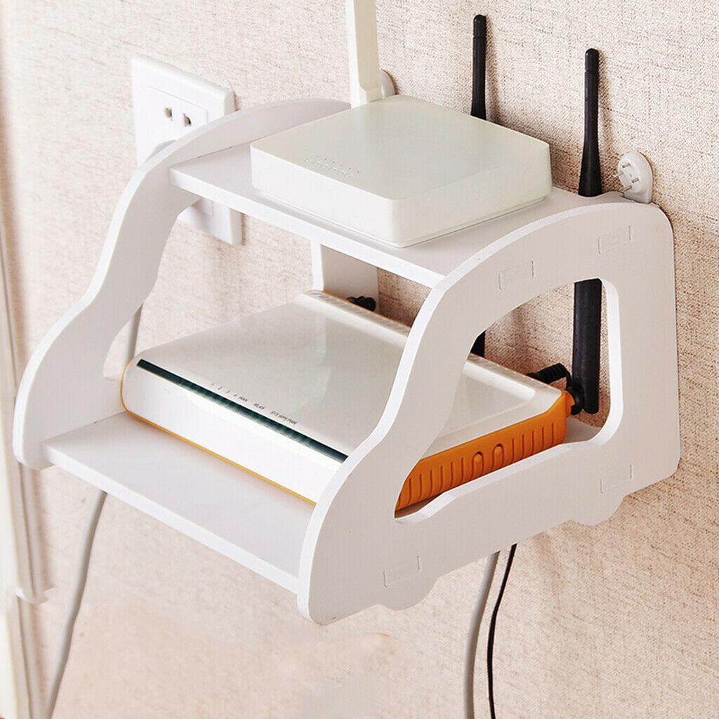 Wall Mounted Set Top Box Carrier Router Shelf Storage Rack for Home Decor