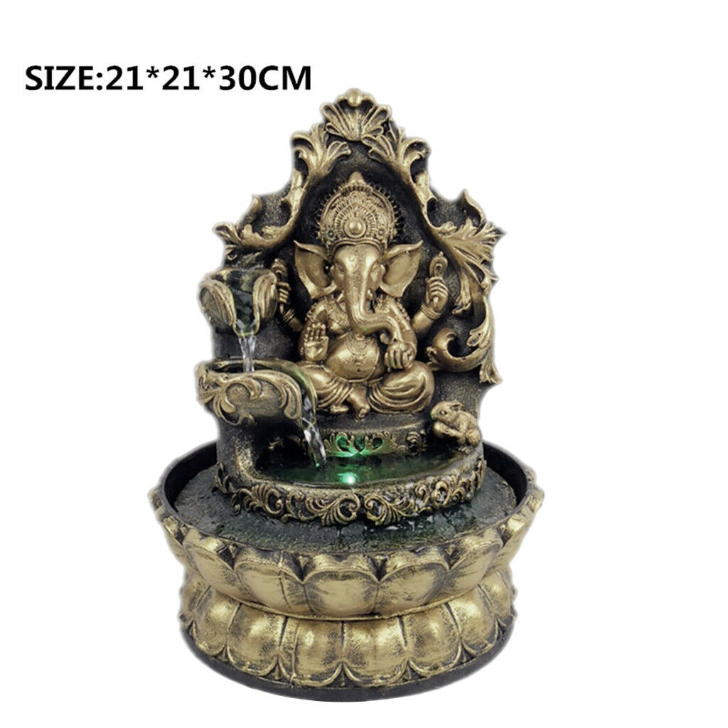 Hindu Ganesha Statue Water Fountain Waterscape Relaxing Home Decoration Arts