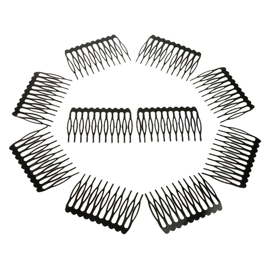 10pcs 10 Teeth Plain Wig Comb Soft Comfortable Metal Professional