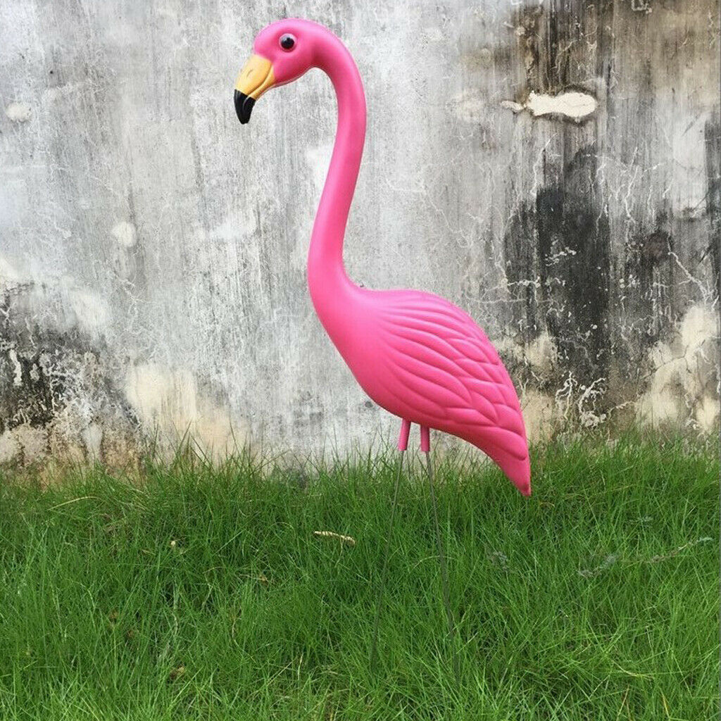 1Pcs Lifelike Plastic Flamingo Statue Photo Props Lawn Yard Pool Decoration