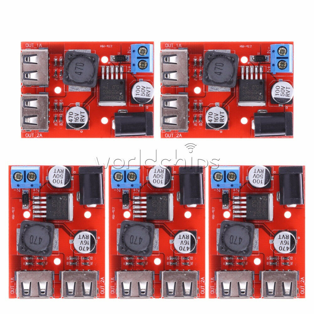 Dual USB Charger DC 9/12/24/36V to 5V 3A Step Down Buck PowerSupply Module 6-40V