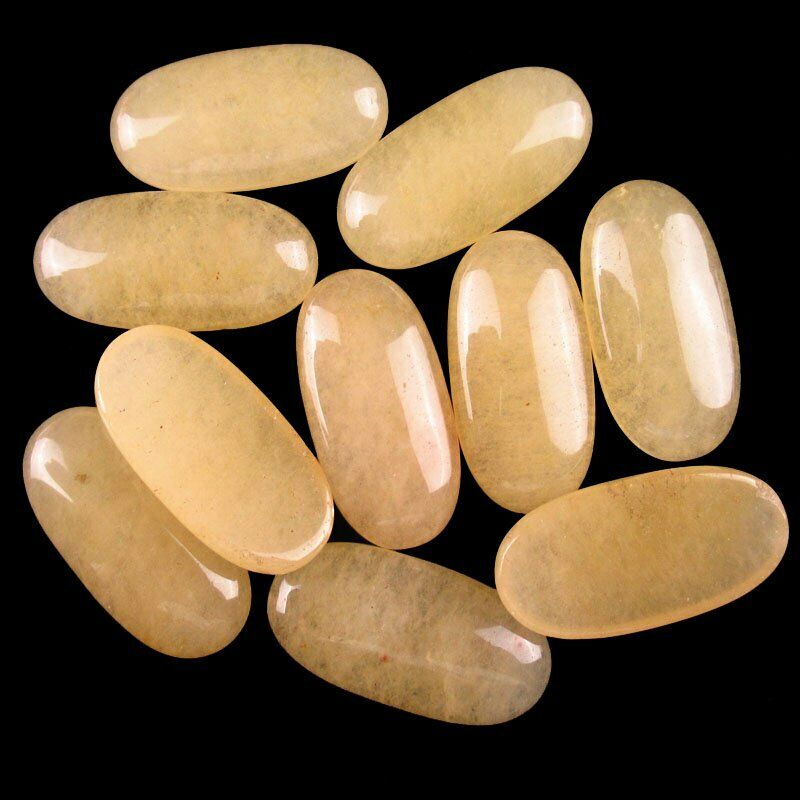 8pcs 30x15x6mm Natural Yellow Aventurine 34g Oval Cab Cabochon A-302JM