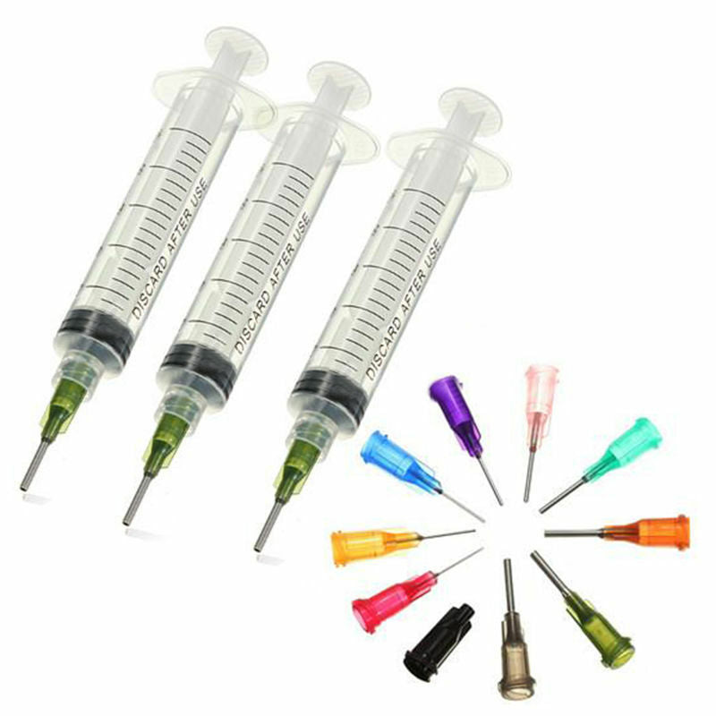 Syringe SMT SMD PCB Solder Paste Adhesive Glue Liquid Dispenser W/ Needles 10CC