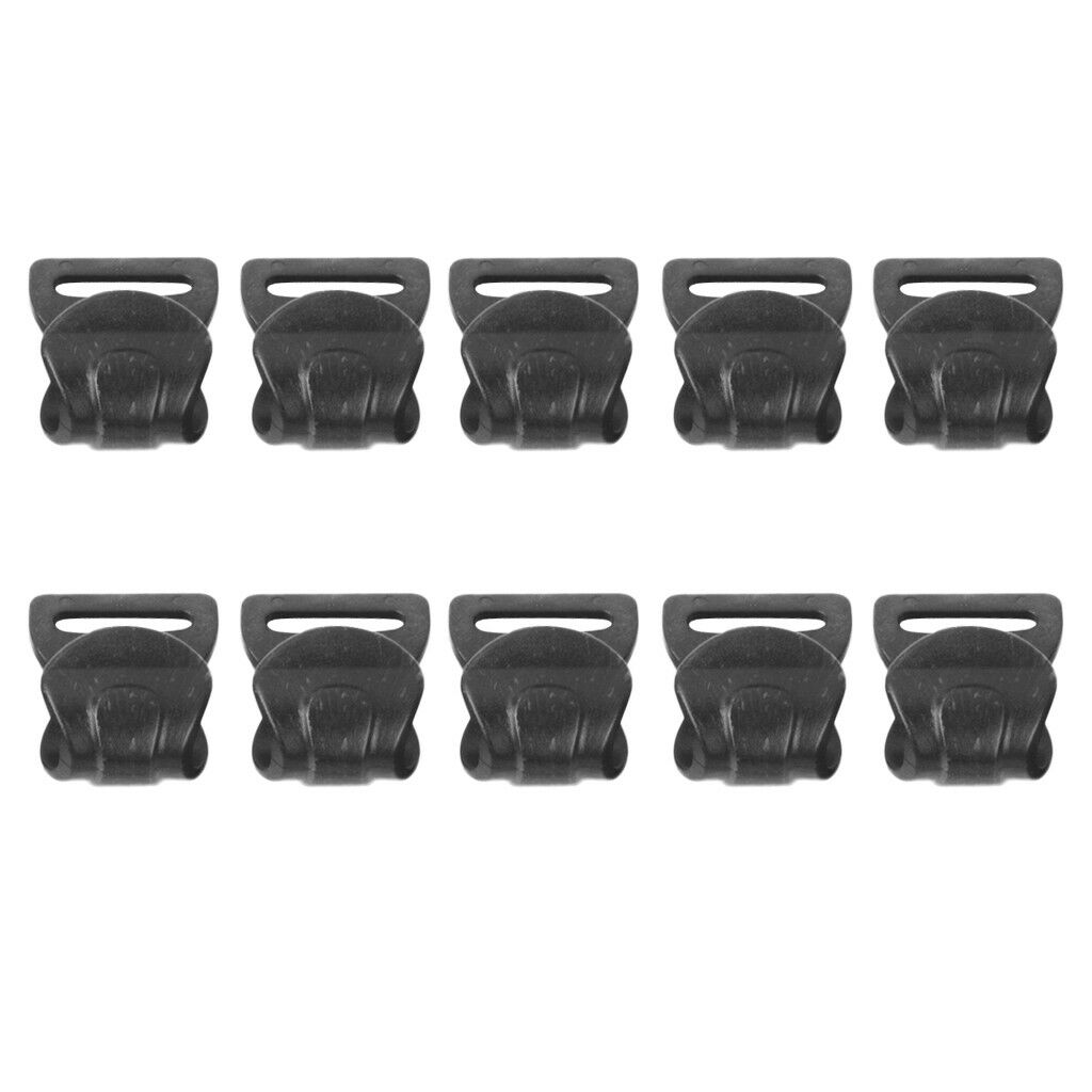 Black Universal Awning Tarp C Clips for 10mm - 13mm Tent Poles (Pack of 10)